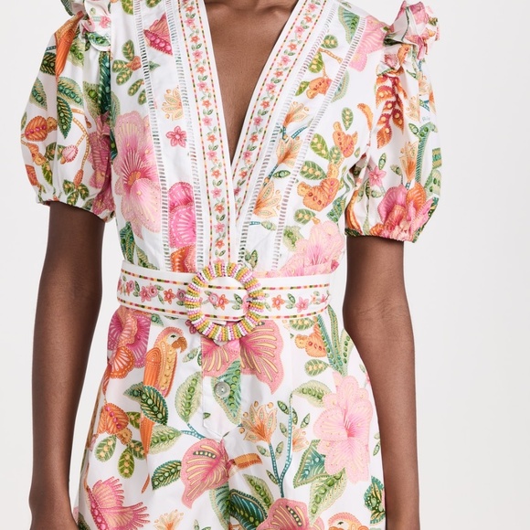 Farm Rio Off White Macaw Bloom Romper size Small - Picture 3 of 5